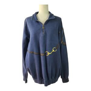Tiger Brand Blue Brown Gold Equestrian Horse Snaffle Rein Vintage Sweatshirt 3XL